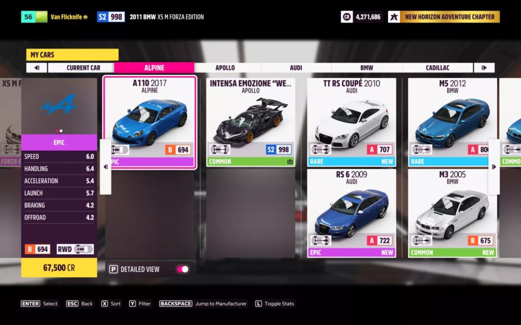 خرید و فروش ماشین در Forza Horizon 5